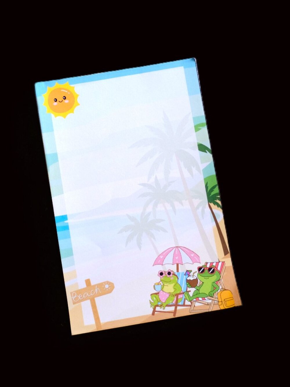 Handmade Kawaii Frogs on a Beach Notepad, to do, pages, tasks, pad, gift, list,